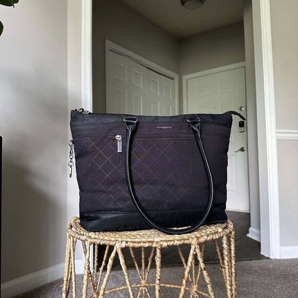 hedgren Handbags - Hedgren Stella Laptop Tote Bag Diamond Quilted Carry On Purse In Black